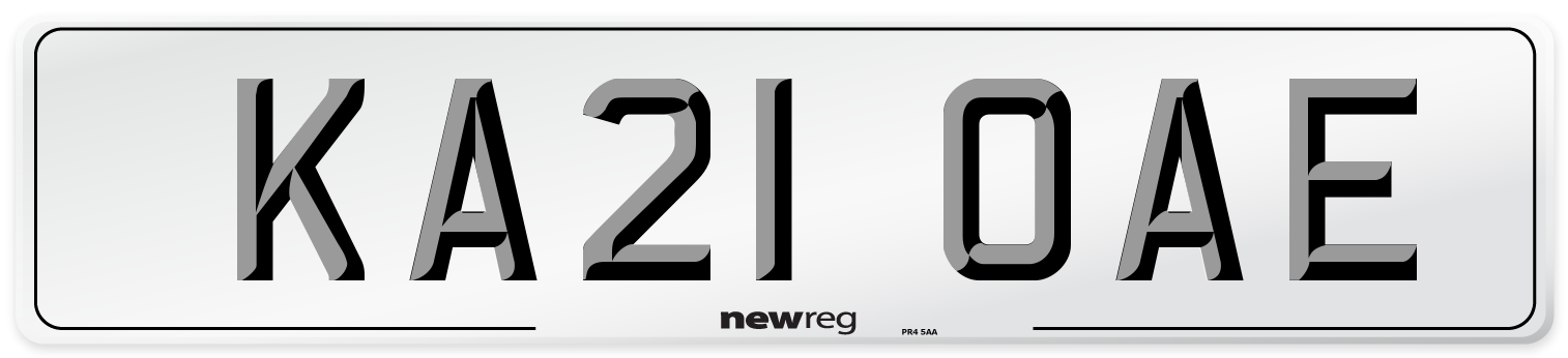 KA21 OAE Number Plate from New Reg